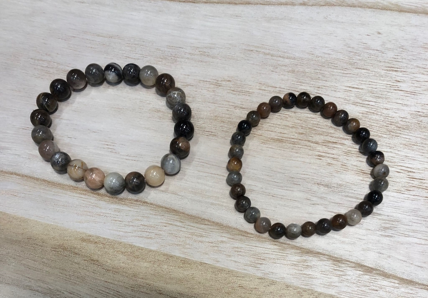 Pulsera piedra luna negra bola